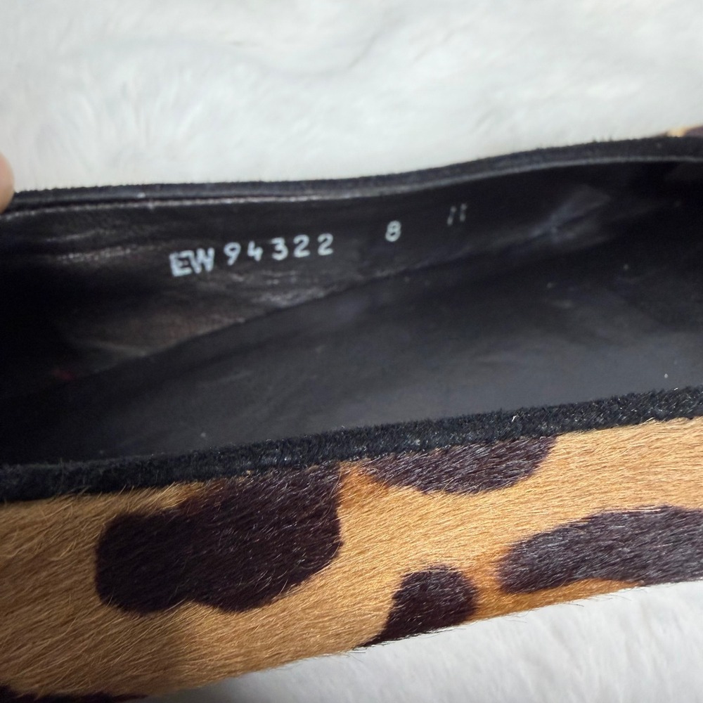 Stuart Weitzman Leopard Calf Hair Ballet Flats Gold Ring Accent Size 8 EW94322 - Picture 8 of 9